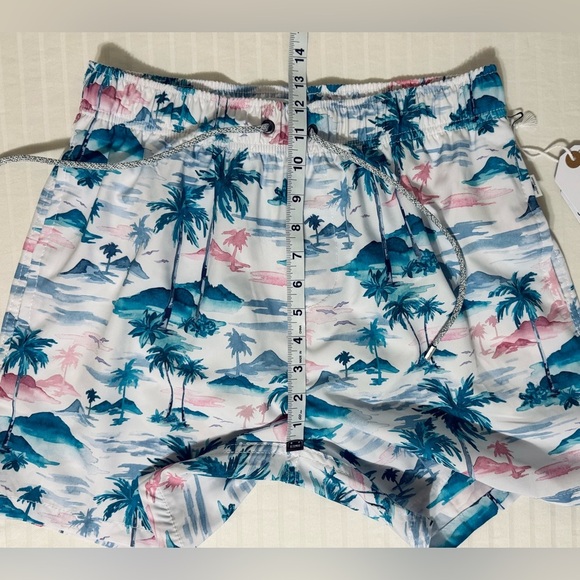VINTAGE SUMMER 4-Way Stretch Volley Swim Trunk Shorts Tropical Men’s Medium NWT - Picture 8 of 12